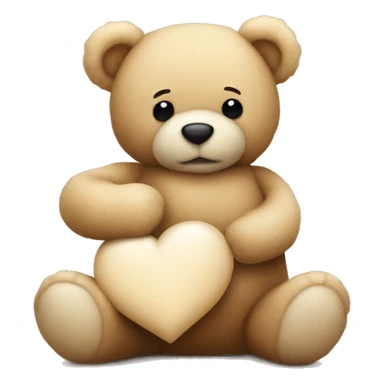 a light teddy bear hugging a darles teddy bear with a beige heart on their side sticker