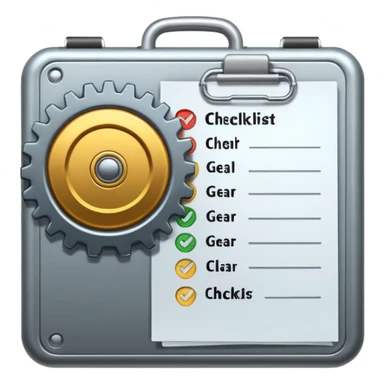 gear with a checklist inside sticker