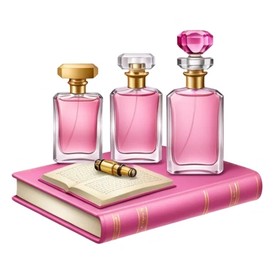 pink bookbook and fragance sticker