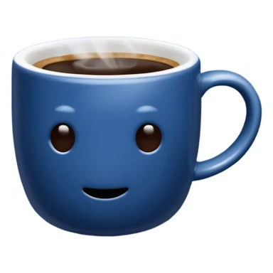 visibly steaming plain blue mug of coffee no face sticker