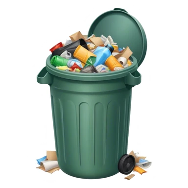 Trash can with garbage inside sticker