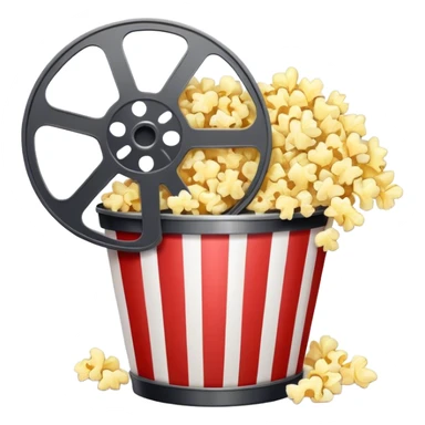 Film reel with popcorn sticker