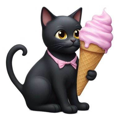 Black Cat eat ice cream  sticker