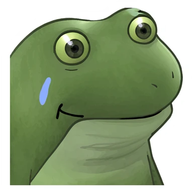 sad crying emoji, green bufo frog meme style, expressive face, single tear sticker