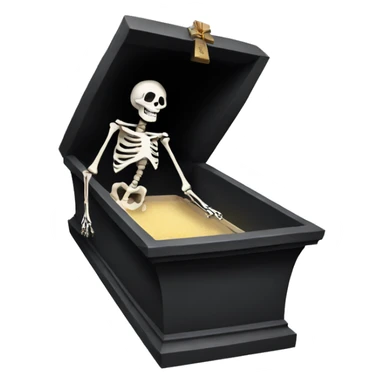 Skeleton stepping out of a standing coffin sticker