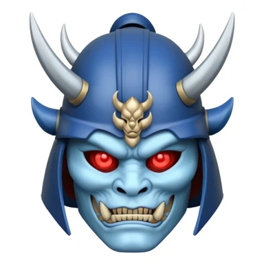 blue oni with samurai helmet face sticker
