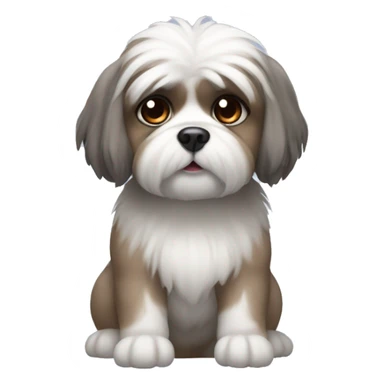 A white Shitzu with brown fur on her mouth, and a little bit of dark grey fur on her eyes and ears. sticker