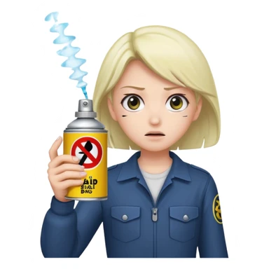 Anime character using a can of raid bug spray looking disgusted sticker