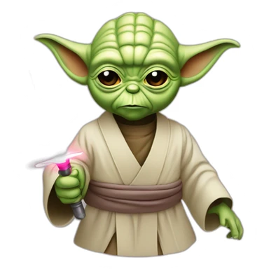 maitre yoda qui tien un sabre laser rose sticker