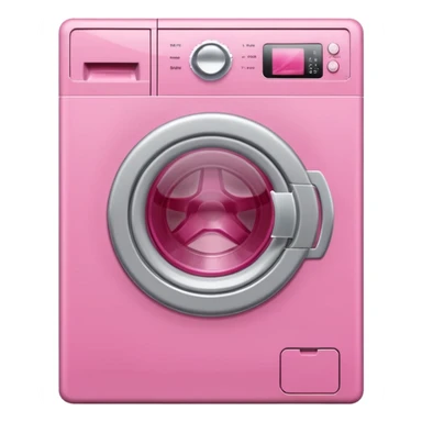 
pink washing machine mid-cycle with clothes tumbling inside sticker