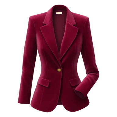 Realistic isolated open wine color velvet feminine fashion blazer jacket.  sticker