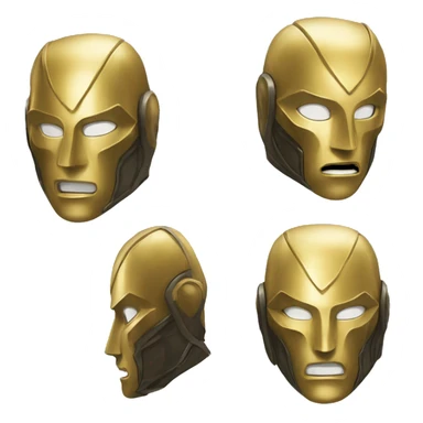 A golden mask that looks cool, unique, detailed for a silent vigilant superhero and similar design to Doctor Doom's mask sticker