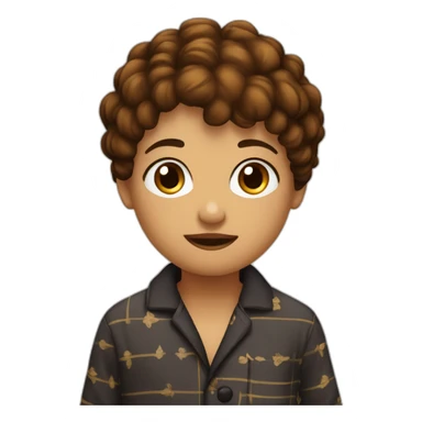 Ado en pyjama , peau marron , yeux noisettes,  cheveux noir court sticker