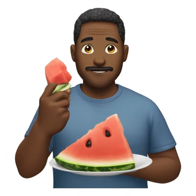 man eating chicken and watermelon sticker