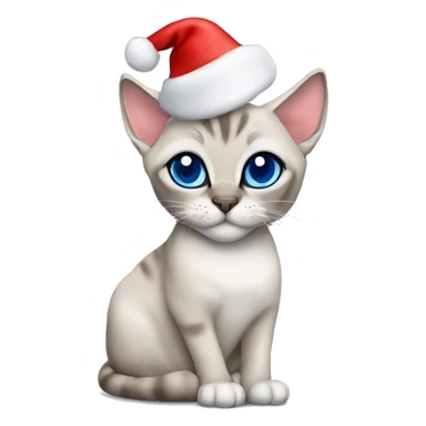 Blue lynx point Siamese cat with christmas hat sticker