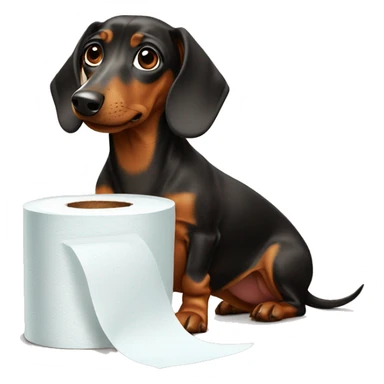 dachshund with toilet paper  sticker