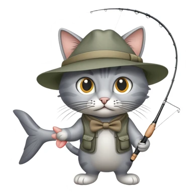 Grey cat fly fishing sticker