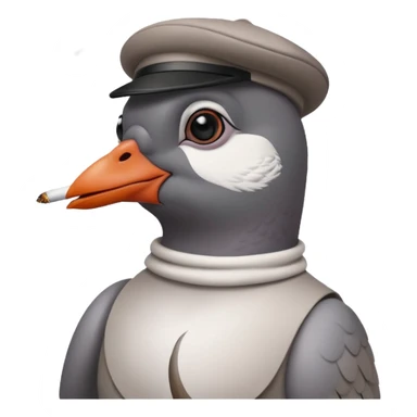 Pleasr make a cool pigeon snoking a cigarette in the style of pepe sticker