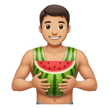 guy hiding watermelons under shirt sticker