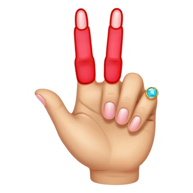 Thumb pointer and middle finger up ring and pinkie finger down emoji sticker