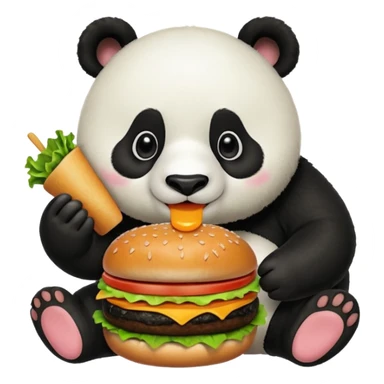panda eating burger sticker