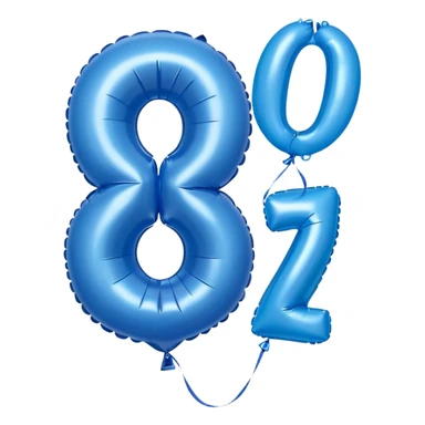 one balloon that has a shape of three (3) on the left side and another one that has a shape of a zero (0) on the right side. both of them have a blue color. i want it to have a birthday vibe sticker