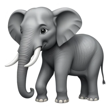 A giant 3D cartoon elephant in side view, towering and muscular, long tusks forward, thick textured skin, dust swirling around, strong sunlight and dramatic shadows, Memoji-style but intense and powerful. sticker