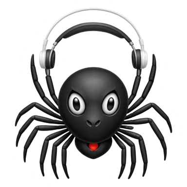 A black spider with white headphones sticker