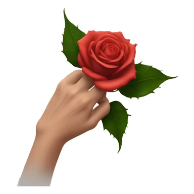 An image of a hand with a large rose thorn stuck in the skin, causing a slight distortion around the wound sticker