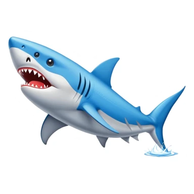 Un tiburón con zapatillas azules en la arena sticker