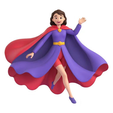 super mom, flying, cape flowing, smiling sticker