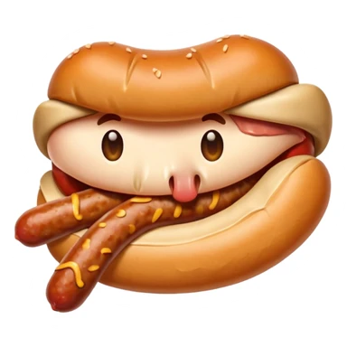Mouth eating a sausage sticker