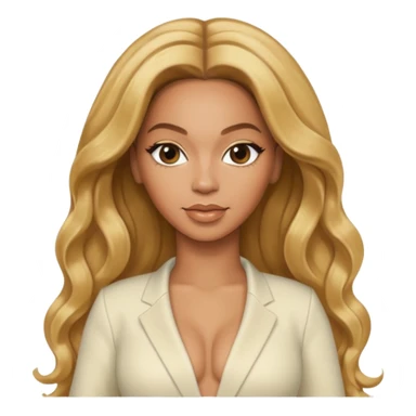 Beyonce with long golden blonde hair, ivory outfit sticker