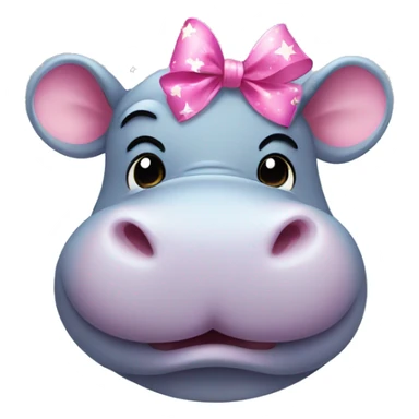 Hippo with little pink bow and sparkling stars make it look cute and inspired by moo deng  sticker