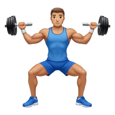 man with blue shorts doing side-lateral raise (T pose) with light dumbbells sticker
