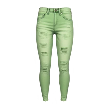 Realistic isolated pair of light pistachio green distressed jean jeggings. sticker