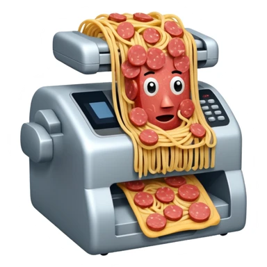 fax machine made of spam meat with spaghetti coming out sticker