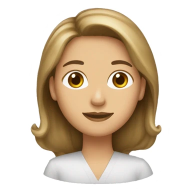 profesora con pelo castaño, largo claro y liso saludando sticker