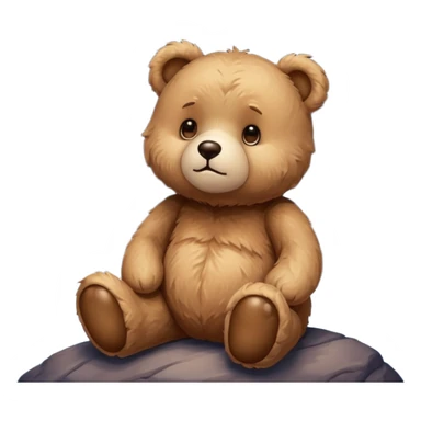 Sad Teddy bear looking up at moon sticker