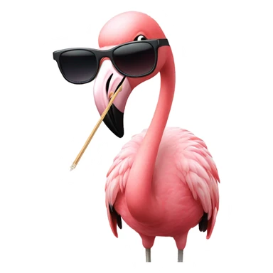 flamingo with a toothpick and sunglasses sticker