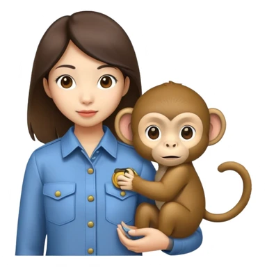 asian girl with a monkey in her pocket sticker