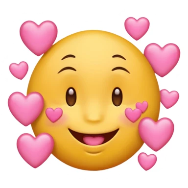 
A drooling, love-struck yellow one face emoji with floating pink hearts sticker