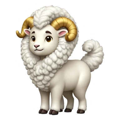 cinematic-[ram]-realistic-full-body-standing-emoji,-tail-flicking-lazily,-head-tilted-dramatically,-curly-[white]-fur,-simplified-yet-realistic-focused-features,-highly-detailed,-glowing-with-an-almost-sarcastic-glow sticker
