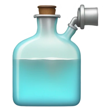 flask with liquid pastel blue sticker