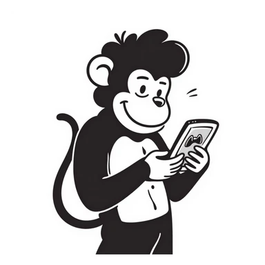muscle monkey playing cellphone sticker