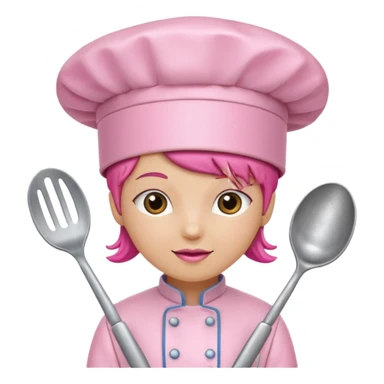 Pink chef hat with pink cooking utensils sticker