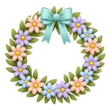 flower wreath with pastel colors, in a shape of an egg sticker