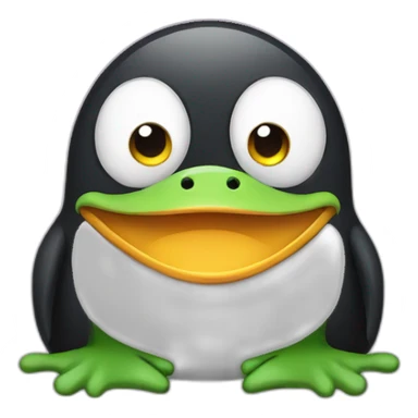 Penguin and frog combined sticker