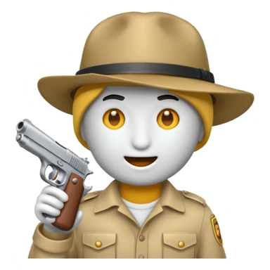 As un emoji blanco con una gorra y una garrafón un pistola y que tenga acepto gánster sticker