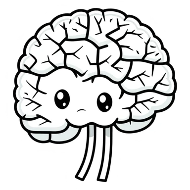 cartoon style brain with a crack and expressive eyes sticker